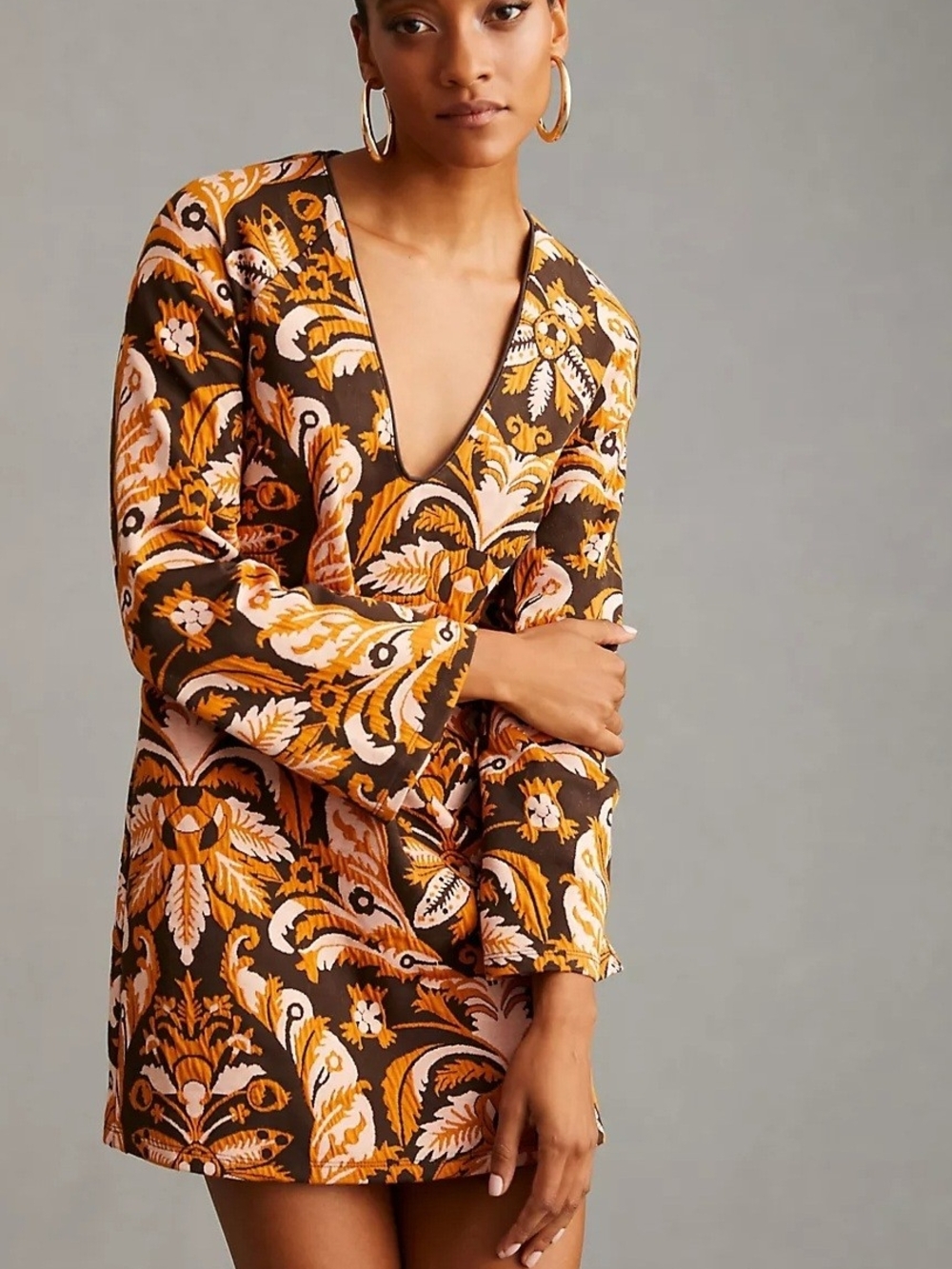 Maeve Floral Bellsleeve Mini Dress By Anthropologie Size Small
